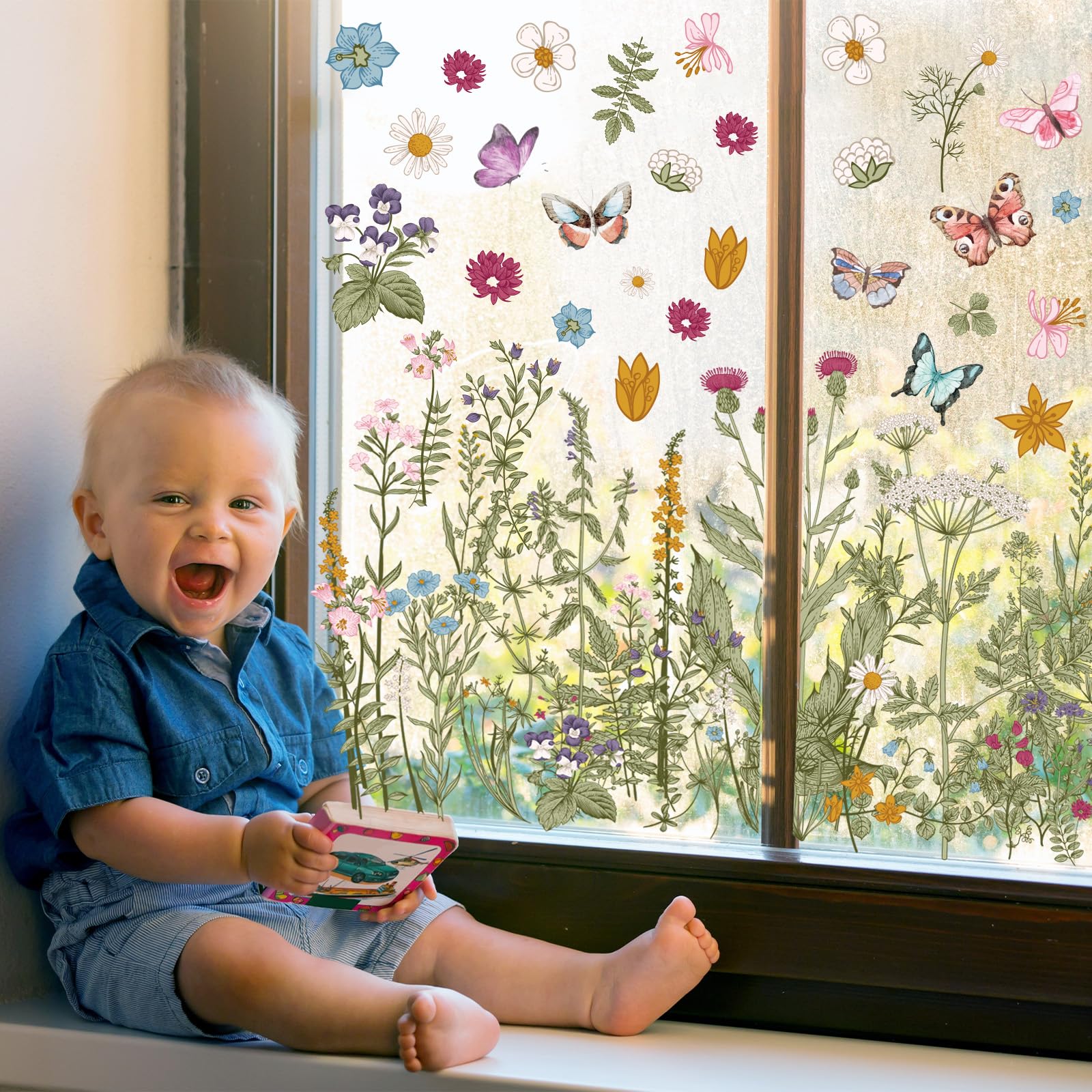 Amazon.com: Whaline 6 Sheets Vintage Wildfloral Window